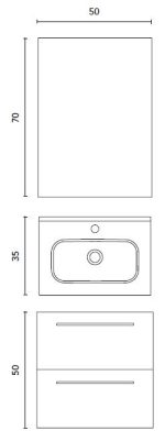 Royo Street függesztett bútor szett 2 fiókos 50cm,  - fényes antracit (123151) - Image 3