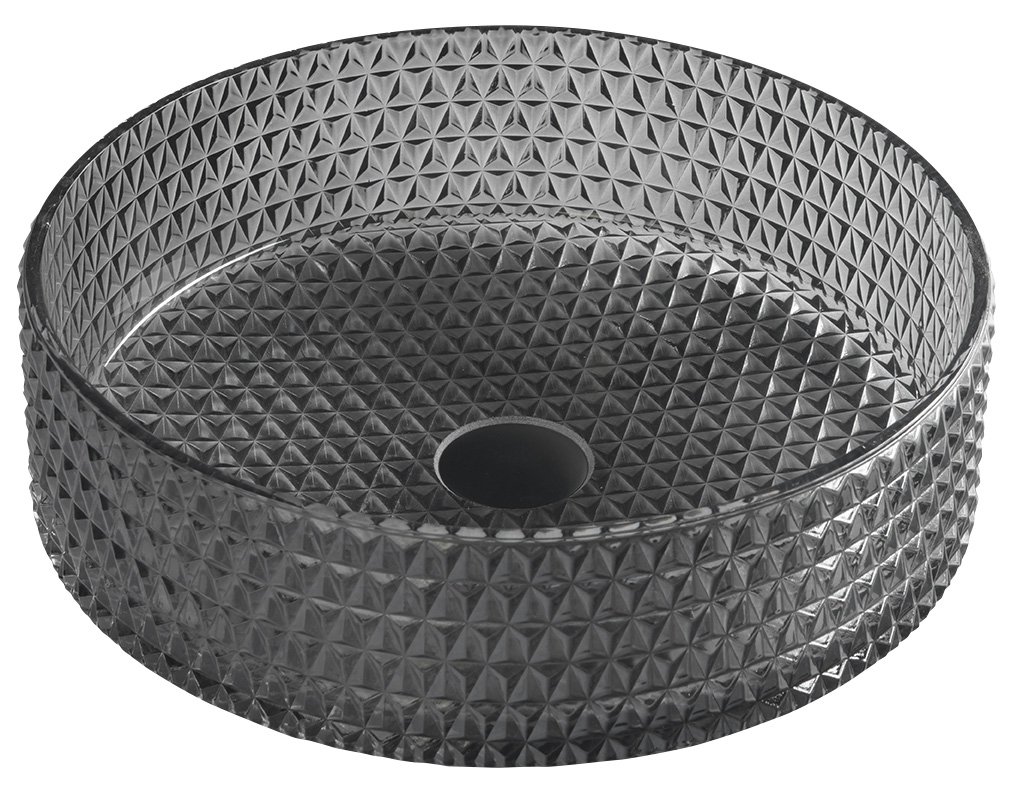 TY214 Sapho Beauty Maragua Gravírozott Üvegmosdó, 40,2cm, Fekete (TY214) - Image 1