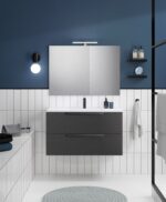 Bannio urban 100-as fürdőszobabútor szett- fali- nature grey színben- Enzo mosdóval (73210-e) - Image 2