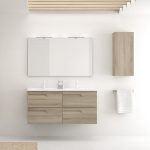 Bannio Vitale 120-as fürdőszobabútor fali- nature beige színben- dupla mosdóval - tükörrel - led világítással (72975-k)