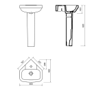 Aqualine Vitroya Sarok Kerámiamosdó, 46x46cm (VT145) - Image 3