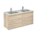 Bannio Vitale 120-as fürdőszobabútor fali- nature beige színben- dupla mosdóval - tükörrel - led világítással (72975-k) - Image 2