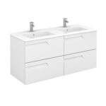 Bannio Vitale 120-as fürdőszobabútor fali- fényes fehér színben- dupla mosdóval - tükörrel - led világítással (72976-k) - Image 2