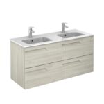 Bannio Vitale 120-as fürdőszobabútor fali- nature white színben- dupla mosdóval - tükörrel - led világítással (72979-k) - Image 2