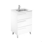 Bannio Vitale 60-as fürdőszobabútor szett lábbal- Kyra 60 cm mosdóval -fényes fehér színben (72986-k)