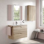 Bannio Vitale 80-as fürdőszobabútor fali Kyra mosdóval - nature beige színben (72965-k)