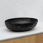 Riho Ovális Pultra Ültethető Mosdótál 52X39,5CM, Matt Fekete Márvány Minta