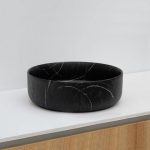 Riho Kerek Pultra Ültethető Mosdótál 34,6X34,6CM, Matt Fekete Márvány Minta