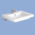 Alföldi Liner Beépíthető Mosdó 1 Furattal Középen, Lehetőség 3 Részes Csapszerelvény Elhelyezésére (5125L1R1)- 66 X 49 CM - Image 2
