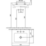 Alföldi Liner Beépíthető Mosdó 1 Furattal Középen, Lehetőség 3 Részes Csapszerelvény Elhelyezésére (5125L1R1)- 66 X 49 CM - Image 3