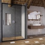 RAVAK BLIX SLIM Zuhanyajtó BLSDP2 fekete +Transparent - 110x195 cm  (X0PMD0300Z1)