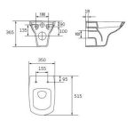 Cersanit Como Perem Nélküli Fali WC, Mélyöblítésű, Tetővel (K701-102) - Image 3