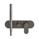 Ravak Eleganta Falba süllyesztett csaptelep szettel, háromutas, belső egység nélkül, Graphite Brushed - Image 2