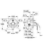 Grohe Eurosmart Kádcsaptelep Falonbelüli szereléshez(33305001) - Image 2