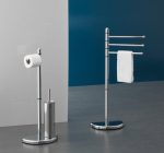 Aqualine Hibiscus Álló WC Papír És WC kefe tartó, Króm (Hi32) - Image 2