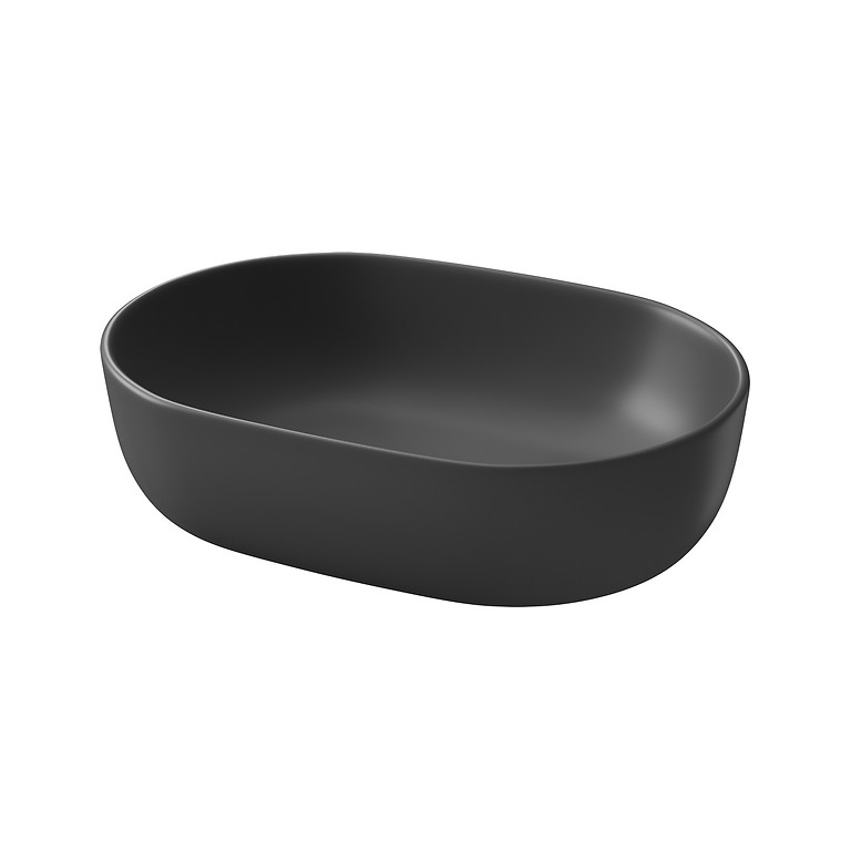 k116-107_moduo_50_countertop_washbasin_anthracite_oval_mosdo Cersanit Moduo 50-Es Pultra Tehető Ovális Alakú Mosdó Antracit (K116-107) - Image 1