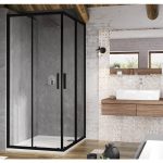 RAVAK BLIX SLIM Zuhanykabin BLSRV2 fekete +Transparent - 80x80 (X1LM40300Z1)