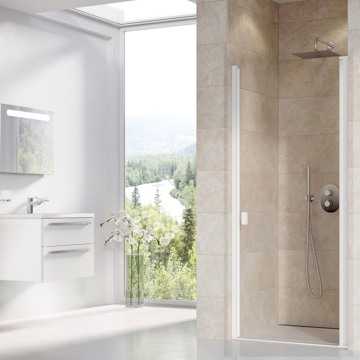 ravak_chrome_csd1_0qv40e00z1_01 RAVAK CHROME Zuhanyajtó CSD1 80x195 cm - matt fehér - Image 1