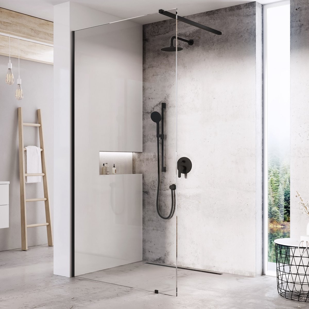 ravak_walk-in_wall_gw9w0030sz1_01 RAVAK Walk-In Wall Szett 60 fekete zuhanykabin transparent üveggel