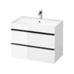 Cersanit Virgo alsószekrény 80 × 43 cm – fényes fehér, fekete fogantyúval (S522-025) – KIFUTÓ