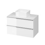 Cersanit Virgo alsószekrény 80 × 47 cm – fényes fehér, króm fogantyúval – pultra tehető mosdókhoz (S4019-017)