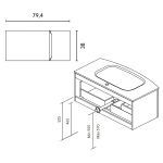 Royo Wave 1 fiókos mosdószekrény, 100x52cm- nature beige (126471) - Image 9