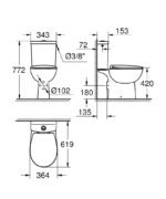 Grohe Bau Ceramic Monoblokkos WC szett  Mélyöblítésű, Hátsó Kifolyású (39495000) - Image 2