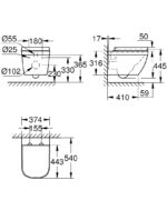 Grohe Euro Ceramic Mélyöblítésű Fali WC szett, tetővel (39554000) - Image 3