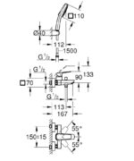Grohe Cubeo Kádcsaptelep, matt fekete zuhanyszettel (1018142430) - Image 3