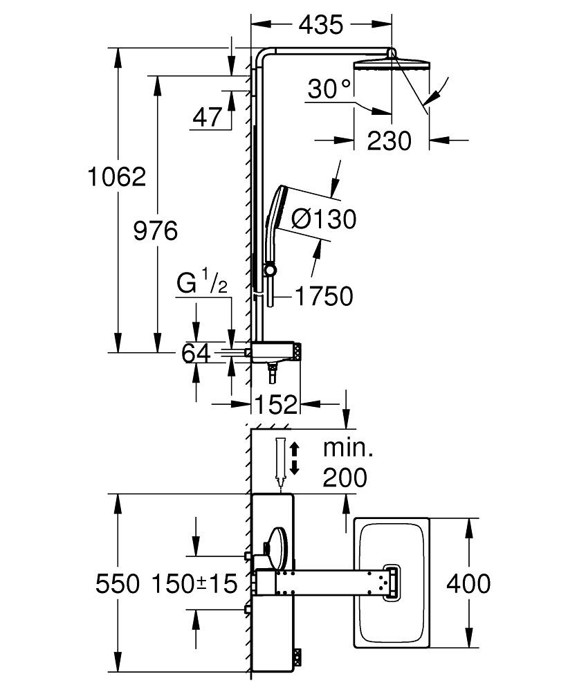 100363984 Grohe Rainshower Aqua Pure Termosztátos zuhanyrendszer falra szerelésre (1009620000) - Image 6