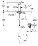 GROHE Cubeo Egykaros hidegindítású mosdócsaptelep 1/2″ M-es méret, klikk-klakkos leeresztő készlettel (1017570000) - Image 4