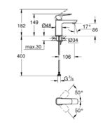 GROHE Cubeo Egykaros mosdócsaptelep 1/2″ S-es méret, leeresztő nélkül (1016990000) - Image 5