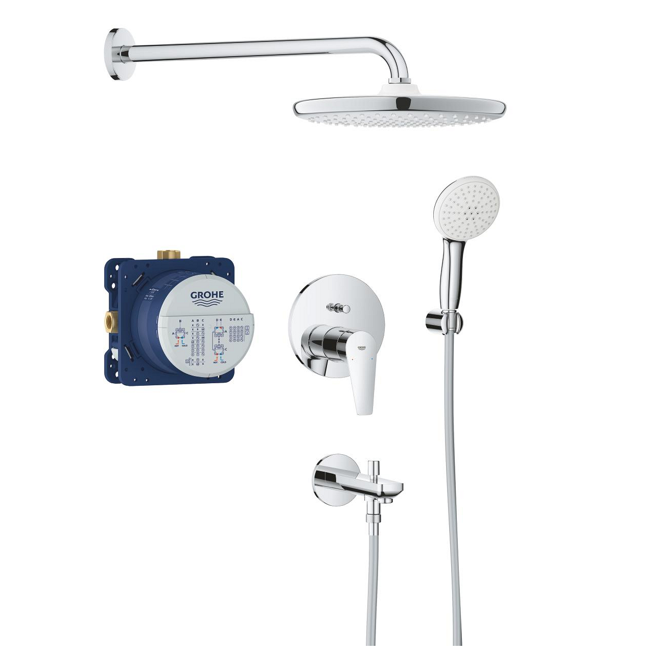 25291000_1_1 Grohe Bauedge Zuhanyrendszer, Tempesta 250 fejzuhannyal és kádkifolyóval (25291000) - Image 1