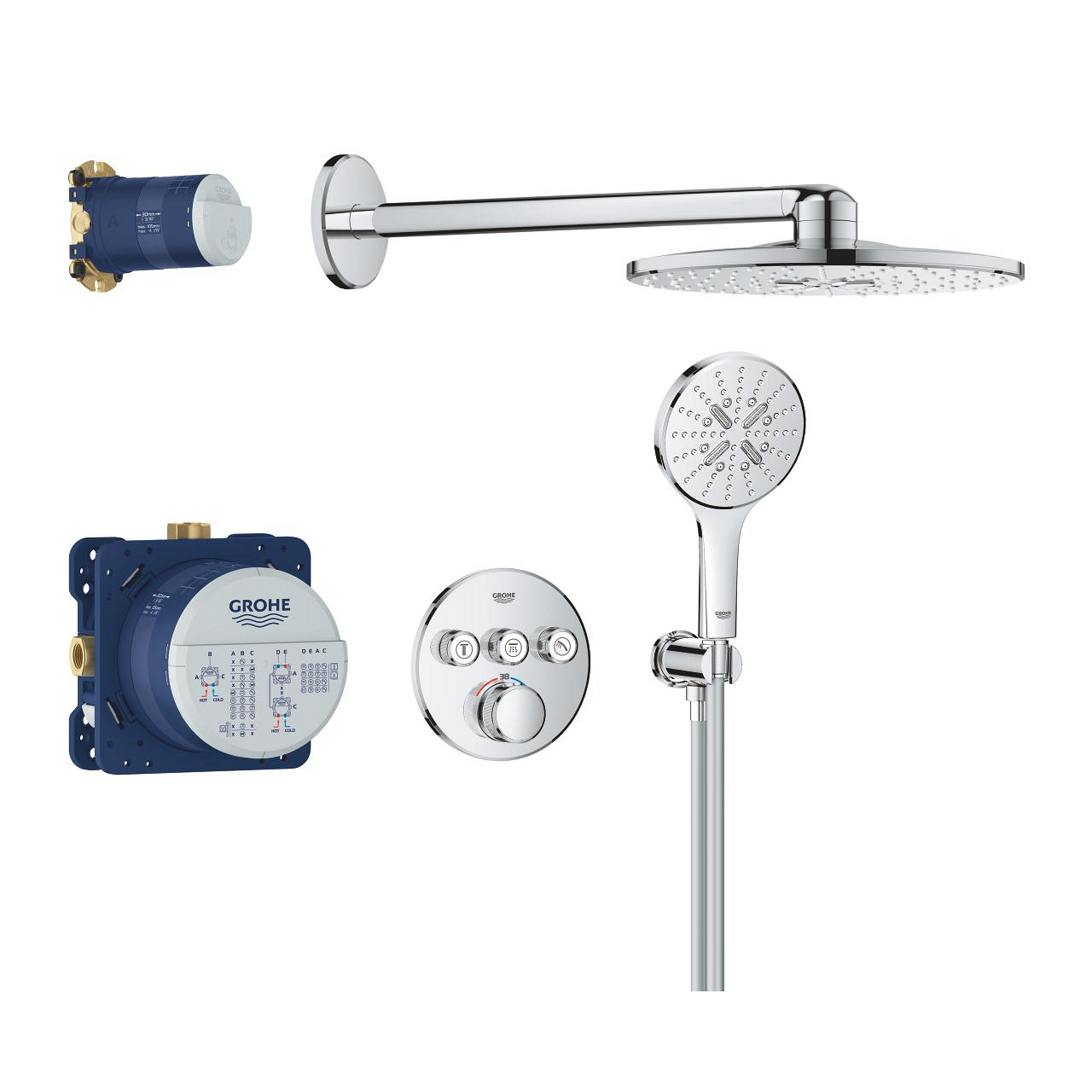 34863000_1_1 Grohe Grohtherm Rainshower SmartActive 310 Falsík alatti termosztástos zuhanyrendszer (34863000) - Image 1