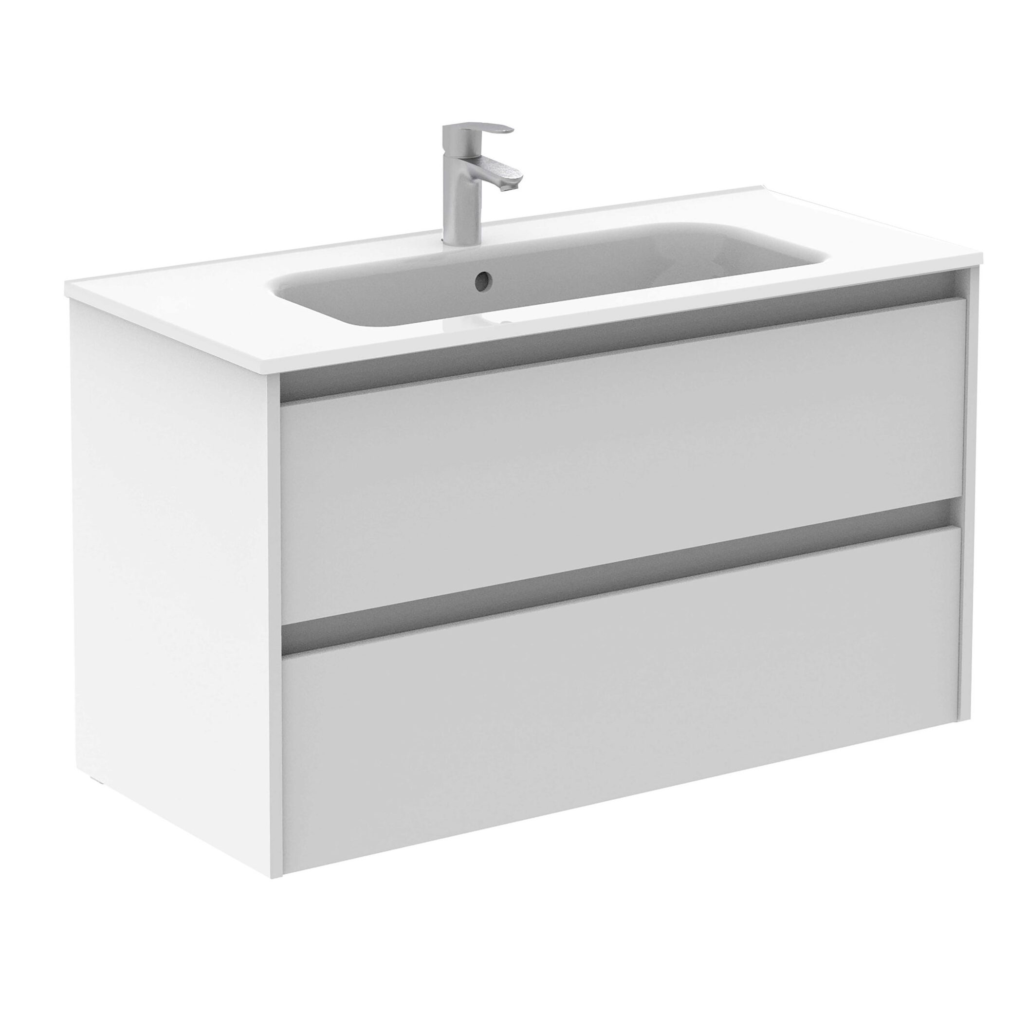 Sansa 100_Blanco_Slim Bannio Sansa 100-as fürdőszobabútor fali- fényes fehér színben- Kyra mosdóval (73044-k) - Image 1