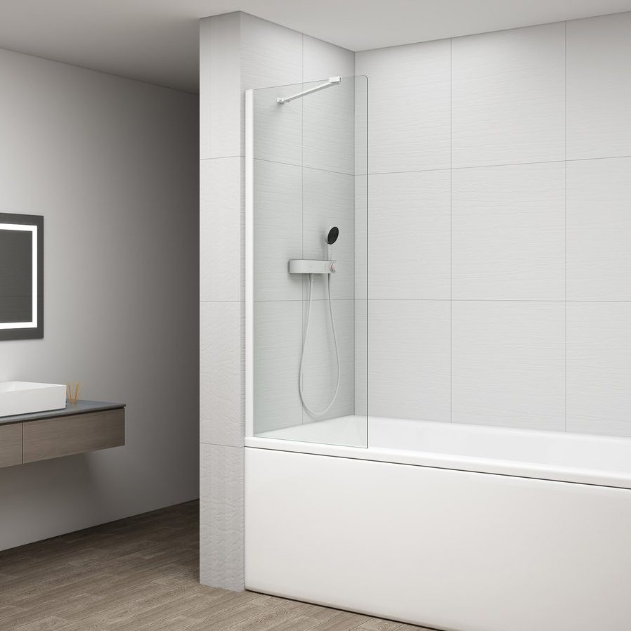 fs1062-w.236588273505035 POLYSAN FISA kádparaván, 700x1500mm, matt fehér/transzparent üveg (FS1072-W) - Image 1