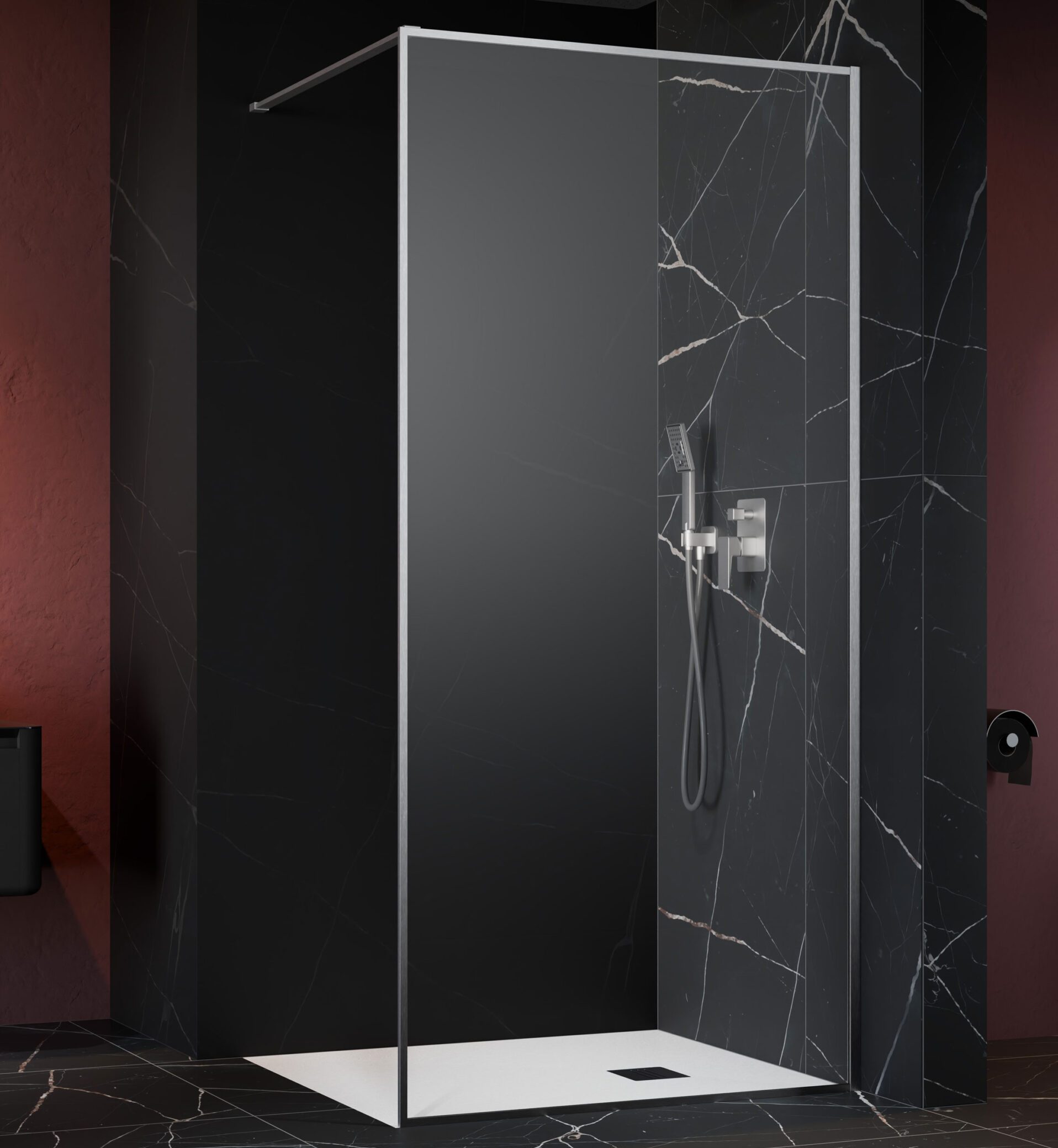 10409124-91-01 Radaway Modo F II Brushed Nickel Walk-in Zuhanyfal 120x200 - Szálcsiszolt Króm - Image 1