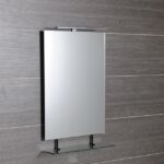 Wega tükör polccal, matt fekete, 40x80cm