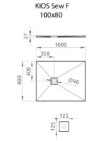 Radaway Kios SEw F lapos szögletes zuhanytálca 100x80 cm - Fehér (KSF1080-53) - Image 3