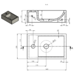 SMALL ALABAMA öntöttmárvány mosdó, balos, 36x11x23cm, (AL794) - Image 2