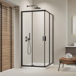 H2O Comfort C zuhanykabin 90x90-es, átlátszó üveggel, tolóajtóval , fekete