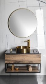 notion kerek, keretes tükör, átm:80cm, matt arany (nt800g) - Image 3