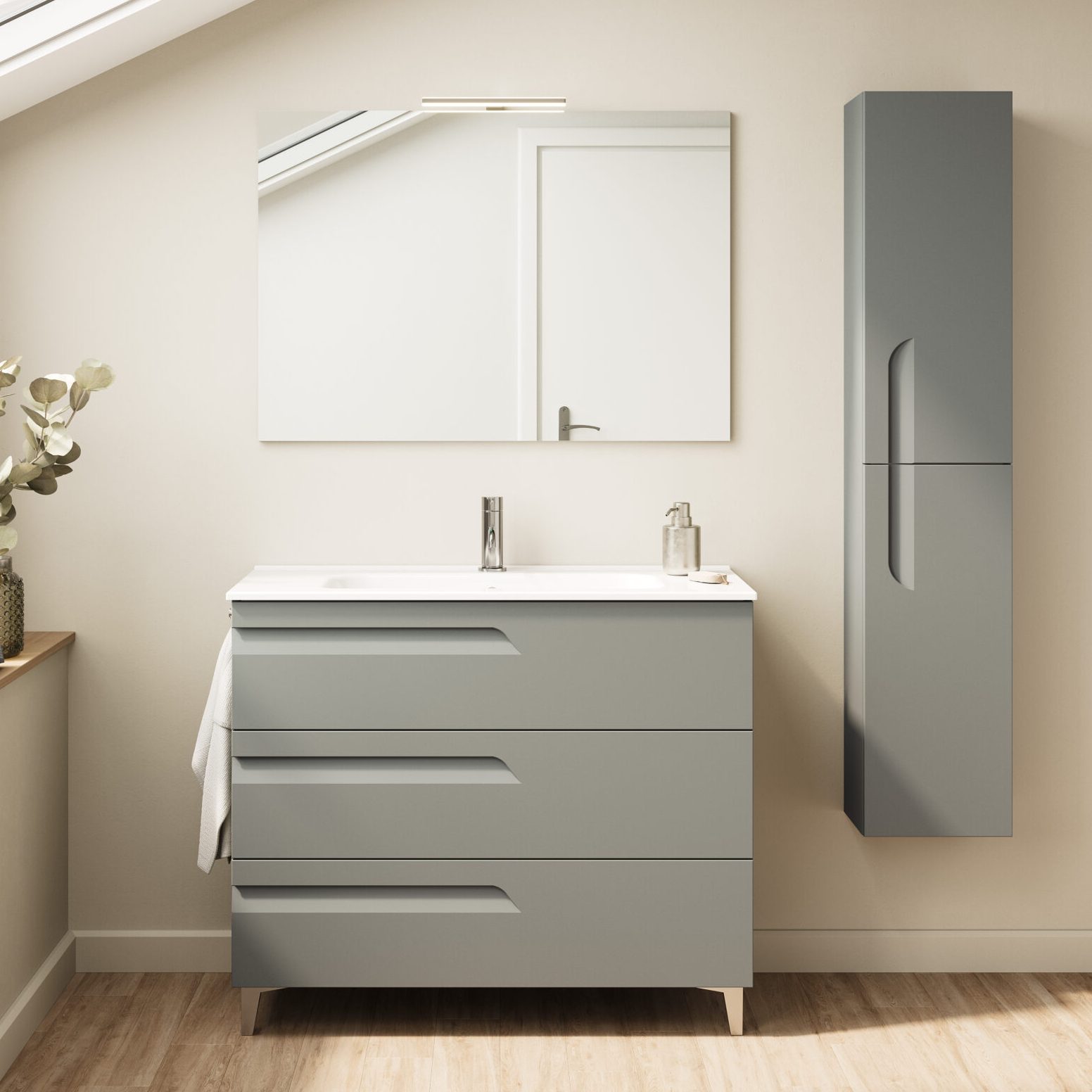 Vitale_100-3C_FuméMate_Murano_Lucce-2-2023-02-02-10-47-19 Royo Vitale 100 x 46 cm , 3 fiókos alsószekrény lábbal - fume mate színben - Image 1