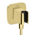 Hansgrohe FixFit Q Fali tömlőcsatlakozás zuhanytartóval, kerekített sarkakkal, Polírozott Arany (26887990)