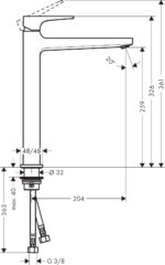 Hansgrohe Metropol Egykaros mosdócsaptelep 260 karos fogantyúval, mosdótálakhoz, push-open lefolyógarnitúrával, Szálcsiszolt Fekete Króm (32512340)) - Image 3