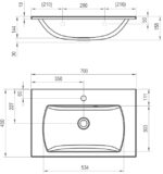 Ravak Classic Slim 70 mosdó fehér, furattal 70X45 cm (XJX01170001) - Image 6