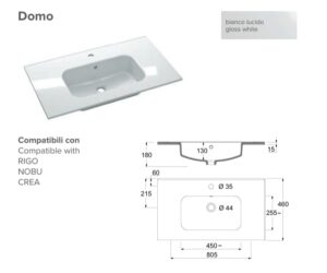 AdattoCasa Domo mosdó 80x46 cm , fehér (5DOMLV1.001)