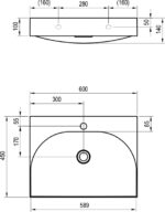 Ravak Lite  60 x 45 cm mosdó  - túlfolyó nélkül, csaptelep furattal - fehér (XJX01260004) - Image 9