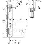 Geberit Duofix fali WC-szerelőelem, 98 cm, Omega 12 cm-es falsík alatti öblítőtartállyal (111.030.00.2) - Image 3