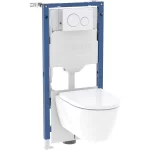 Geberit Duofix fali WC-szerelőelem készlet, 112 cm, 12 cm-es Sigma falsík alatti öblítőtartállyal, Sigma20 működtetőlap, round, iCon fali WC, Rimfree (118.404.11.3)